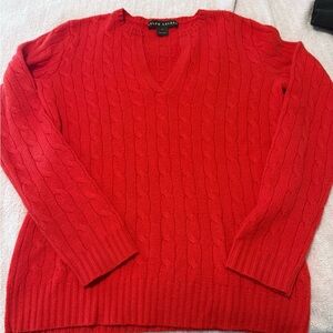 Ralph Lauren Red Cable Knit cashmere Sweater